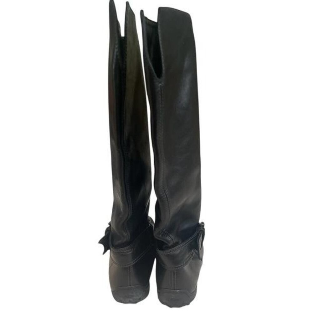 Vintage Tod’s Black Leather Winter Boots Knee High Italy Box M Buck Women sz 9 - Picture 7 of 10